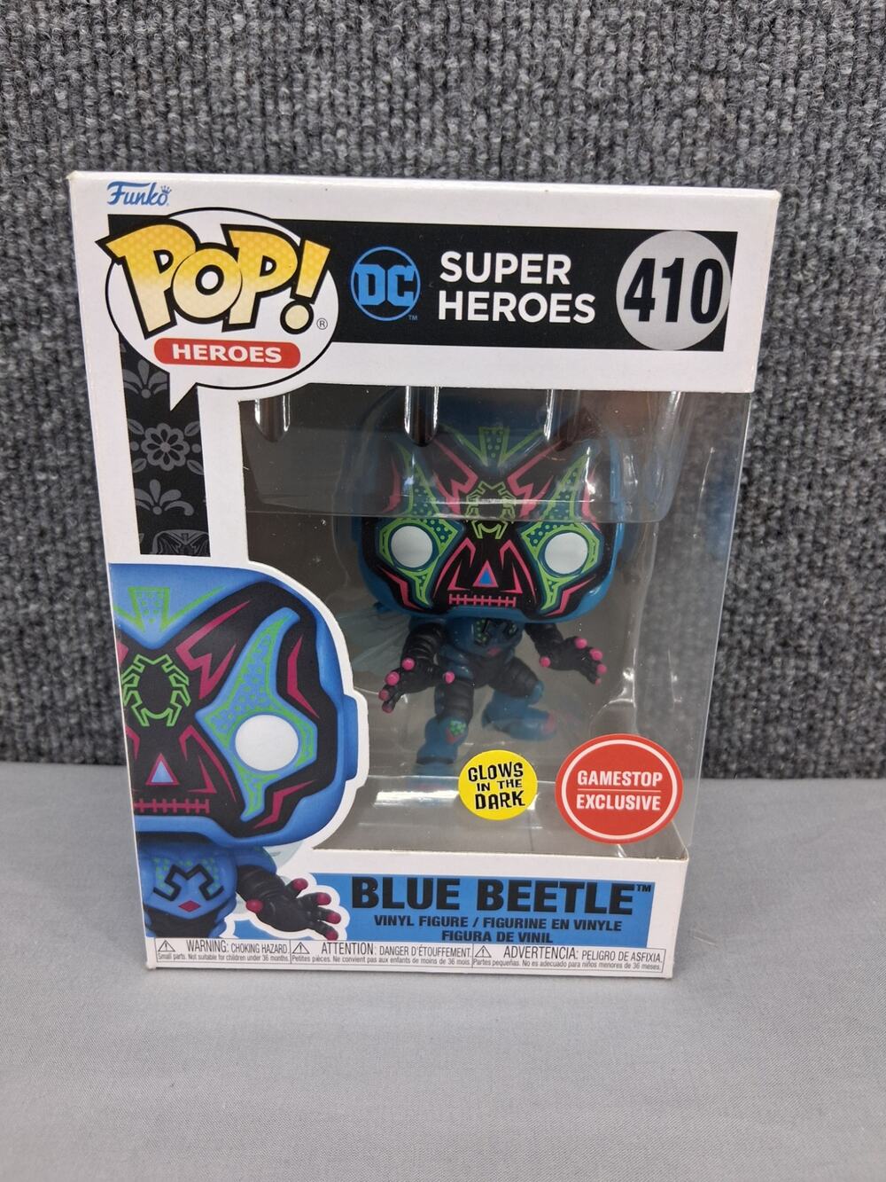 Funko Pop Blue Beetle 410 DC Super Heroes Gamestop Exclusive Glow Dark Vinyl